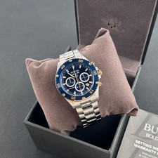 Orologio Bulova Uomo Marine Star 98B400 Quadrante Blu Cronografo Quarzo Bicolore