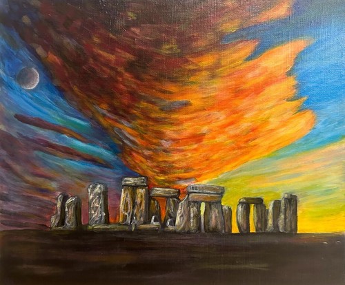 Pittura acrilica stonehenge - pittura,