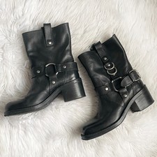 RARI Stivali Ash Stormy in pelle nera da motociclista taglia 41