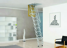 SCALA IN ACCIAIO A PANTOGRAFO RETRATTILE BOTOLA 70X90X H280-300cm CON CORRIMANO