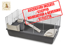 BALDO 100 VIP Gabbia per Conigli Cavie in Metallo Conigliera Accessoriata 99x53