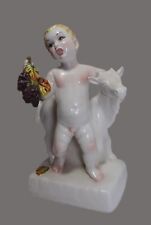 Statua Bambino RONZAN cm 18 con Animale Uva Stile Lenci Tosin Sebellin