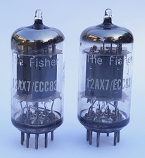 2x ECC83, 12AX7, Telefunken, The Fisher, piastre lisce, testate