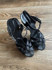 Sandalo YSL Yves Saint Laurent Tribute scamosciato con cinturino a T plateau taglia 39/US 9