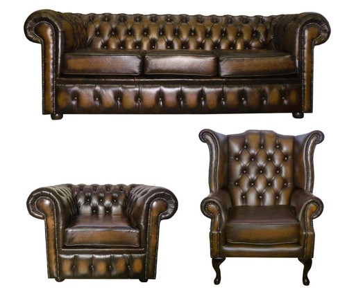 Chesterfield pelle tre posti - tre,
