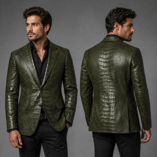 Giacca uomo pelle coccodrillo - giacca,