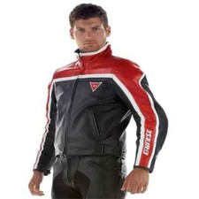 GIACCA DAINESE IMATRA PELLE LEATHER JACKET  NERO - ROSSO - BIANCO