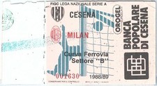 69493 - Vecchio  BIGLIETTO PARTITA CALCIO - 1988 / 1989: CESENA - MILAN