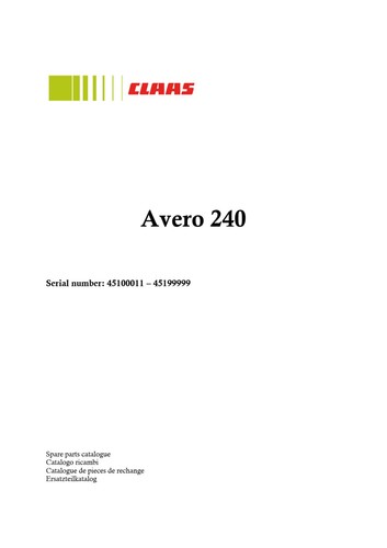 Catalogo ricambi claas - catalogo, avero