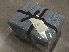 NUOVO 4 PEZZI West Olmo Reese Cotone Lino King Piumino (3 Euro Shams) Blu Marina