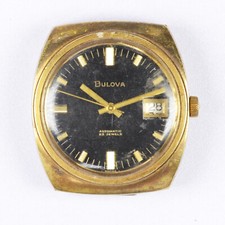 BULOVA Automatic 687-1 11 ALACD Placcato Oro Quadrante nero / Funziona Working