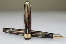 Parker Duofold "Red-Stripes" Logo Team... Nib Semi-Flex "F" 14Kt-585 Usa 1940s