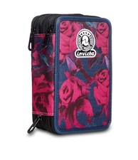 Invicta Astuccio Scuola 3 Zip, Fantasia Rose, Roses, Portapenne con (A2o)