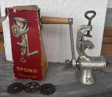 Tritacarne Vintage SPONG NATIONAL 25 Hand Crank Metal Mincer Meat Grinder Table