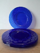 4 Sottopiatti Piatti Blu Cobalto Vetro Fiore '90 34 Cm 