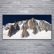 120x60 Quadro Immagine Arte da Parete Vetro  Montagna Neve Pronto da appendere