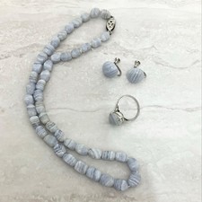 Set gioielli vintage pizzo blu