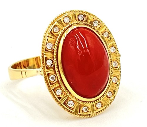 Anello oro 18kt corallo - corallo, rosso