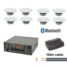 Kit Sistema Amplificatore Soffitto con Bluetooth 2 4 8 Altoparlanti Ristorante Caffetteria