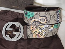 Cintura classica Gucci tigre argento GG autentica taglia 40-44