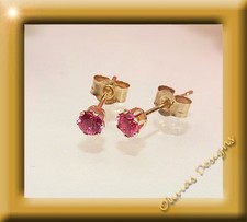 Orecchini a perno in oro massiccio 9 kt 375 con rubino oro giallo 3 mm
