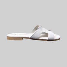 Scarpe Sandali H  Donna Estivi Ciabatte Bianco Pelle Made in Italy