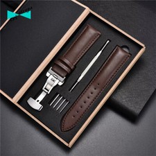Cinturino orologio in pelle marrone deployante per rolex omega da 18 20 22 24 mm