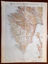 Carta geografica antica ISTRIA FIUME POLA TRIESTE CHERSO 1:250.000 TCI 1914