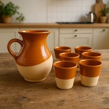 Set Bar 7 Pezzi Brocca da 1.5 Litri Con 6 Bicchieri da 200 ml in Terracotta