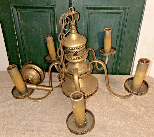 Lampadario vintage ottone - , 5