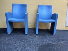 Coppia PoltronaFrau Bridge Chair  Blue Office Chair Massimo Lello Vignelli
