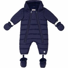 TIMBERLAND Tutina imbottita neonato bambino blu impermeabile cappuccio 6 12 mesi