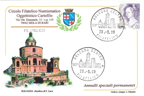 Cartolina bologna centro - bologna, con