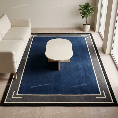 Tappeto lana blu navy