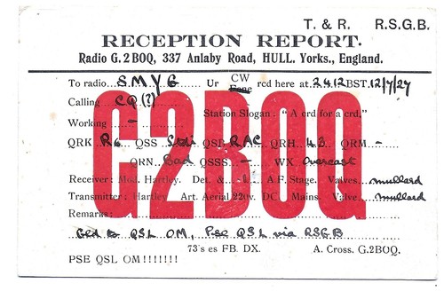 Qsl radio g2boq anlaby road - radio,