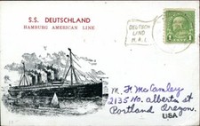 cartolina 1926 s.s. GERMANIA HAMBURG AMERICAN LINE NAVE TIMBRO