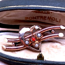 SPILLA FINE 800 PLACCATA, LAVORAZIONE A CANNA VUOTA CON MICROPERLE E CORALLO