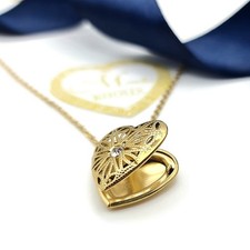 COLLANA CON CIONDOLO CUORE ACCIAIO INOSSIDABILE PORTAFOTO DORATO