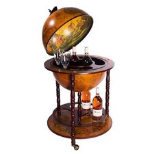 Carrello bar gigante elegante 45001R legno colonne marrone antico mappamondo bar bar casa