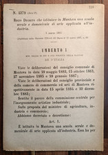 MANTOVA 1887 REGIO DECRETO X SCUOLA SERALE D'ARTE INDUSTRIALE-4 PAGINE-5503