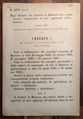 Mantova 1887 regio - 1887, decreto