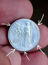 Moneta Da 100 Lire 1991 Rara Piccole Errore Di Conio Doppio Bordo