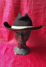 CAPPELLO COWBOY WESTERN NERO BLACK 100% FELTRO LANA TAG.55