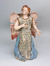 MAIOLICA SCULTURA ANGELO CERAMICA TERRACOTTA SMALTATA ANTICA PORTAFIORI VINTAGE