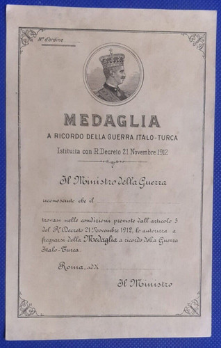 Attestato medaglia guerra - medaglia,