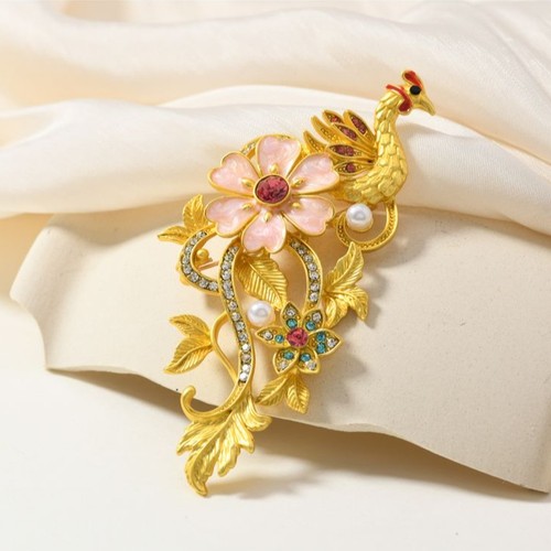 Spilla fenice rosa smalto