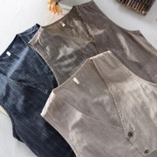 Gilet uomo cotone lino righe