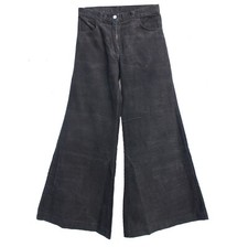 Pantaloni In Corduroy Neri Da Donna Baggy A Zampa Di Elefante Stretch