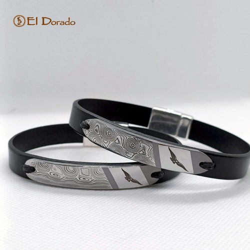 Bracciale pelle acciaio - bracciale, in