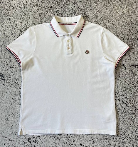 Polo moncler logo - moncler, bianca